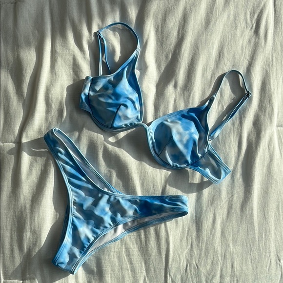Other - Tie Dye Blue and White Bikini Set